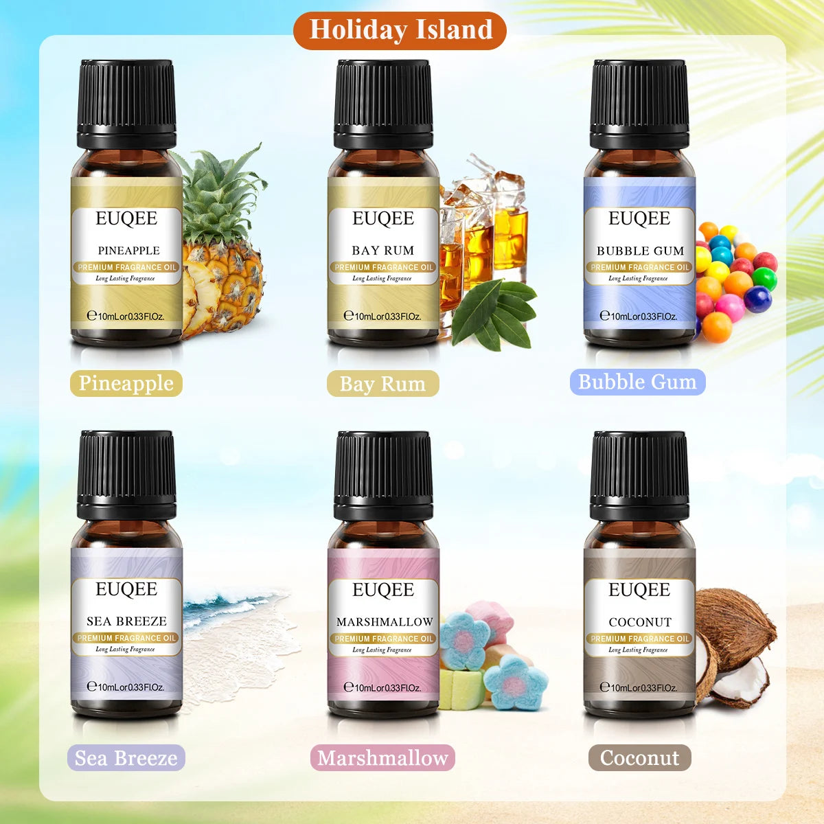 EUQEE Fragrance Oil Gift Set 6x10ml 10 Themed Collections DIY Candle Diffuser