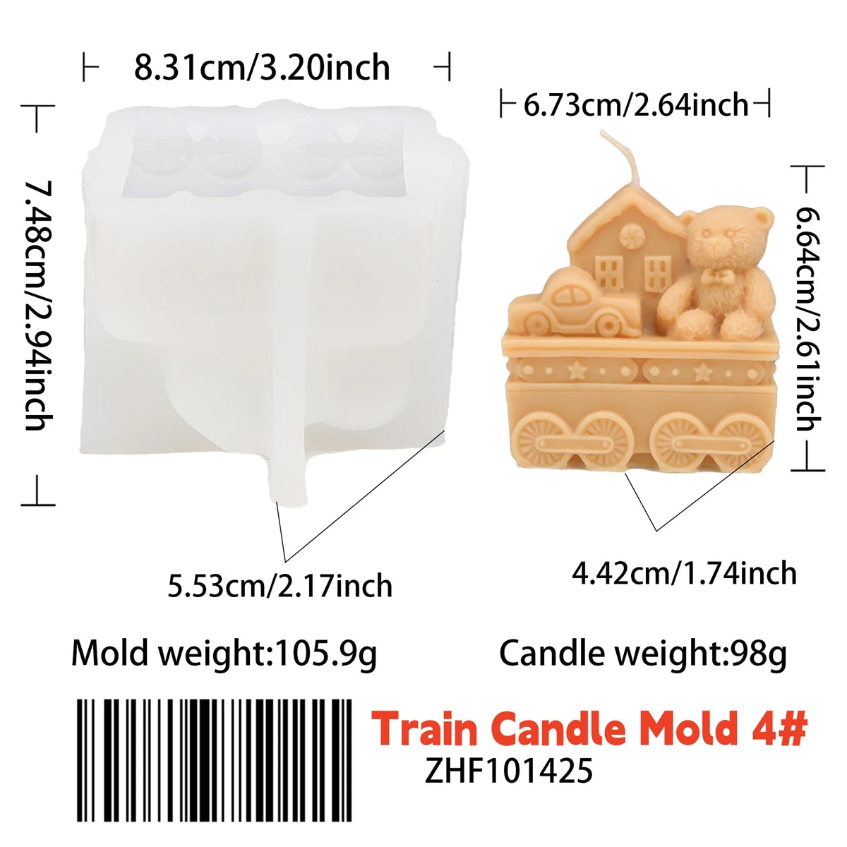 Train Candle Mold - Silicone Christmas 3D, 4 Styles