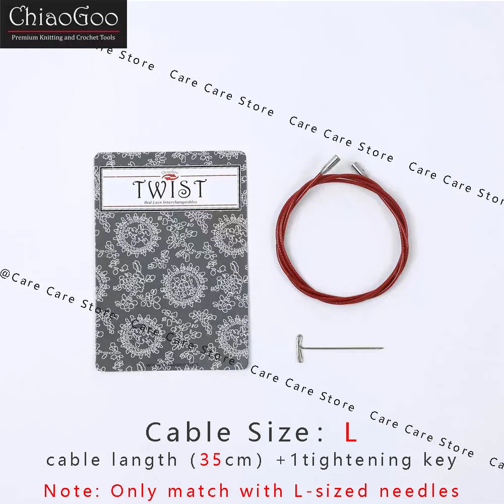 Knitting Needle Cable, ChiaoGoo TWIST Red for Interchangeable Needle Tips