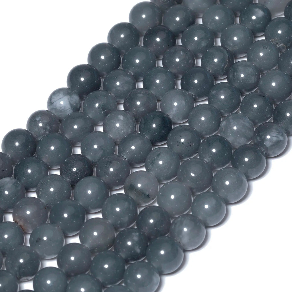 Stone Beads Jades-Style Gray Chalcedony-Style Round Bracelet Strand Craft Beads
