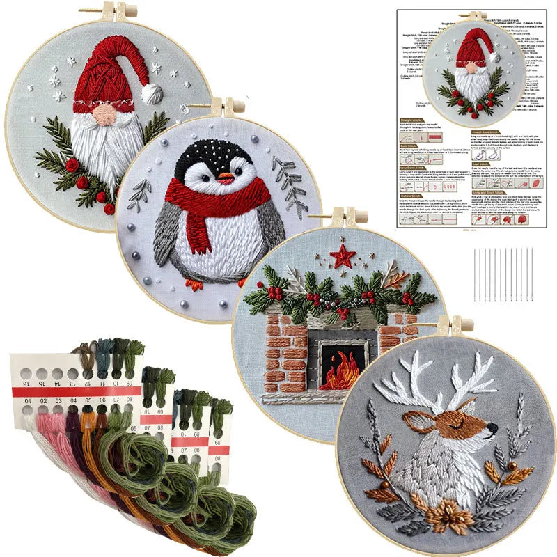 Cross-Stitch Kit, Christmas Pattern with Instructions for Handmade Decor