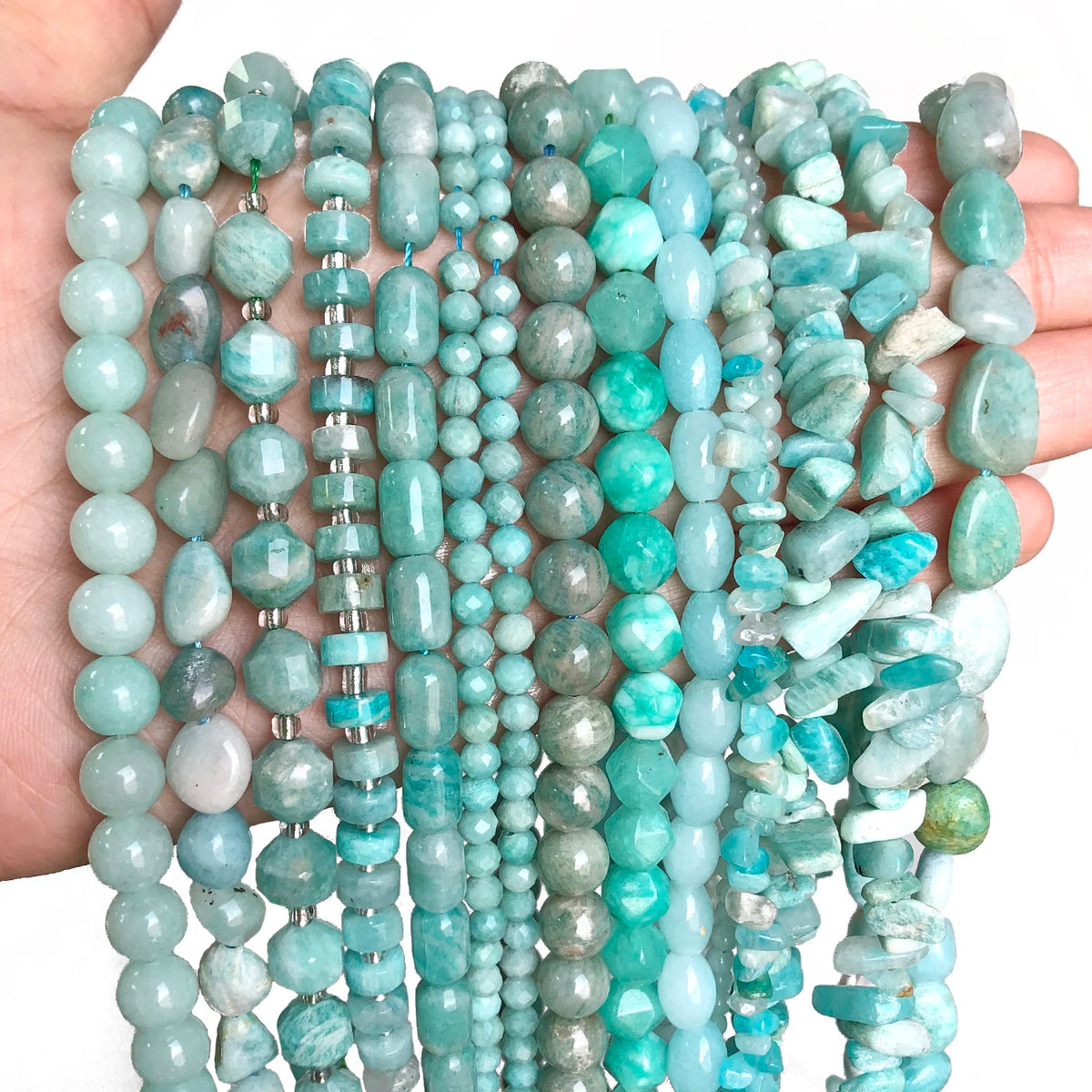 Stone Beads Amazonite-Style Faceted Mixed Shapes for DIY Jewelry Making