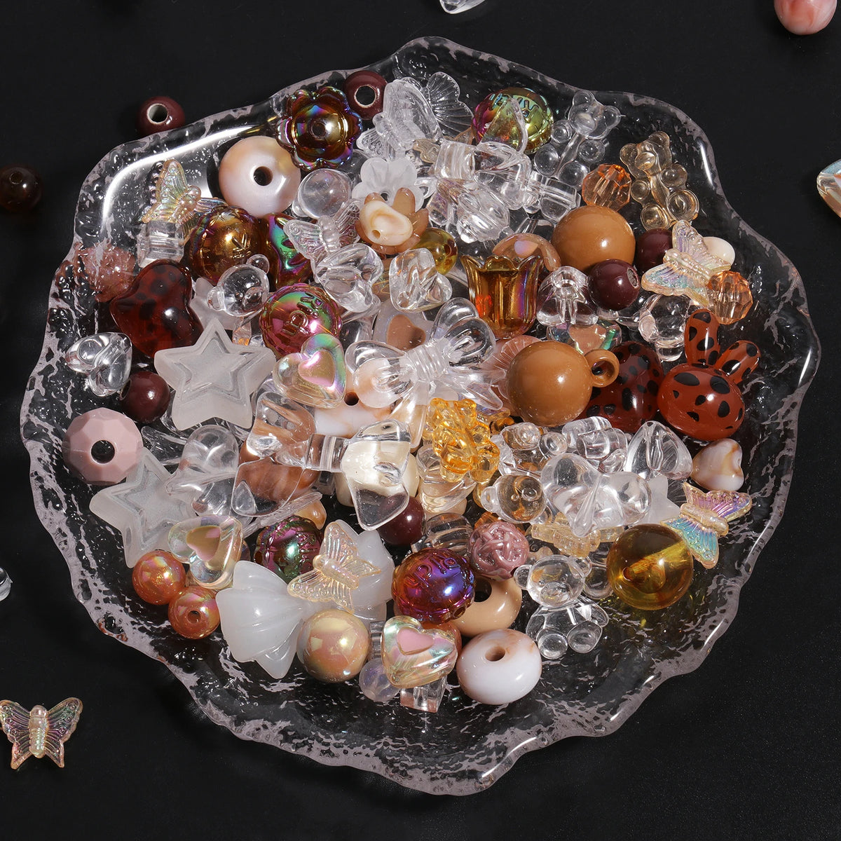 Acrylic Beads Assorted Flower Butterfly Heart Shapes for DIY Jewelry Making