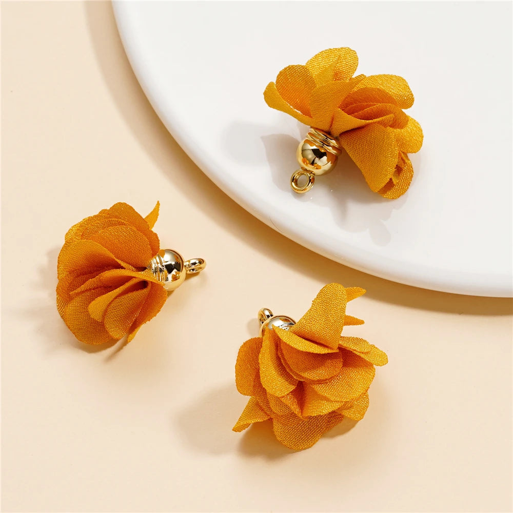 Earring Components Fabric Flower Tassel Pendants Bracelet DIY Jewelry Making