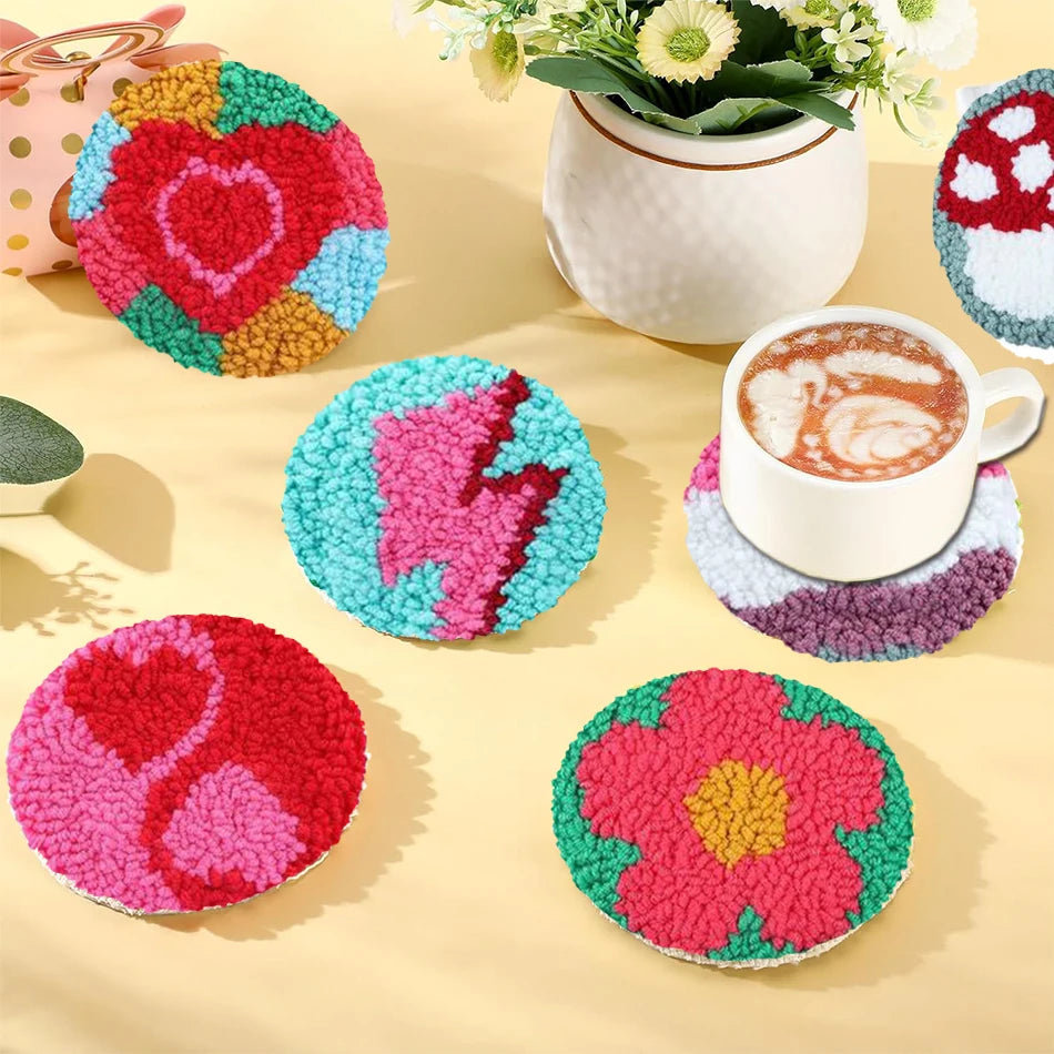 Punch Needle Coaster Kit, SDOYUNO Fruit Designs for Beginner Yarn Crafts