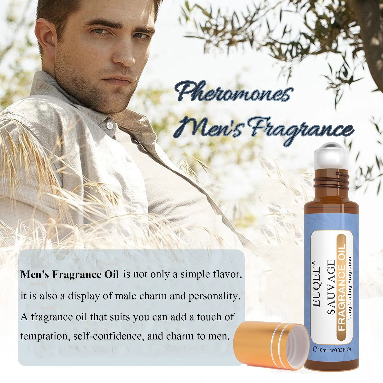 EUQEE 10ml Premium Men's Fragrance Oil For Car Diffuser Aromatherapy Vanilla Musk Leather Amber Romance Aroma Essential Oils