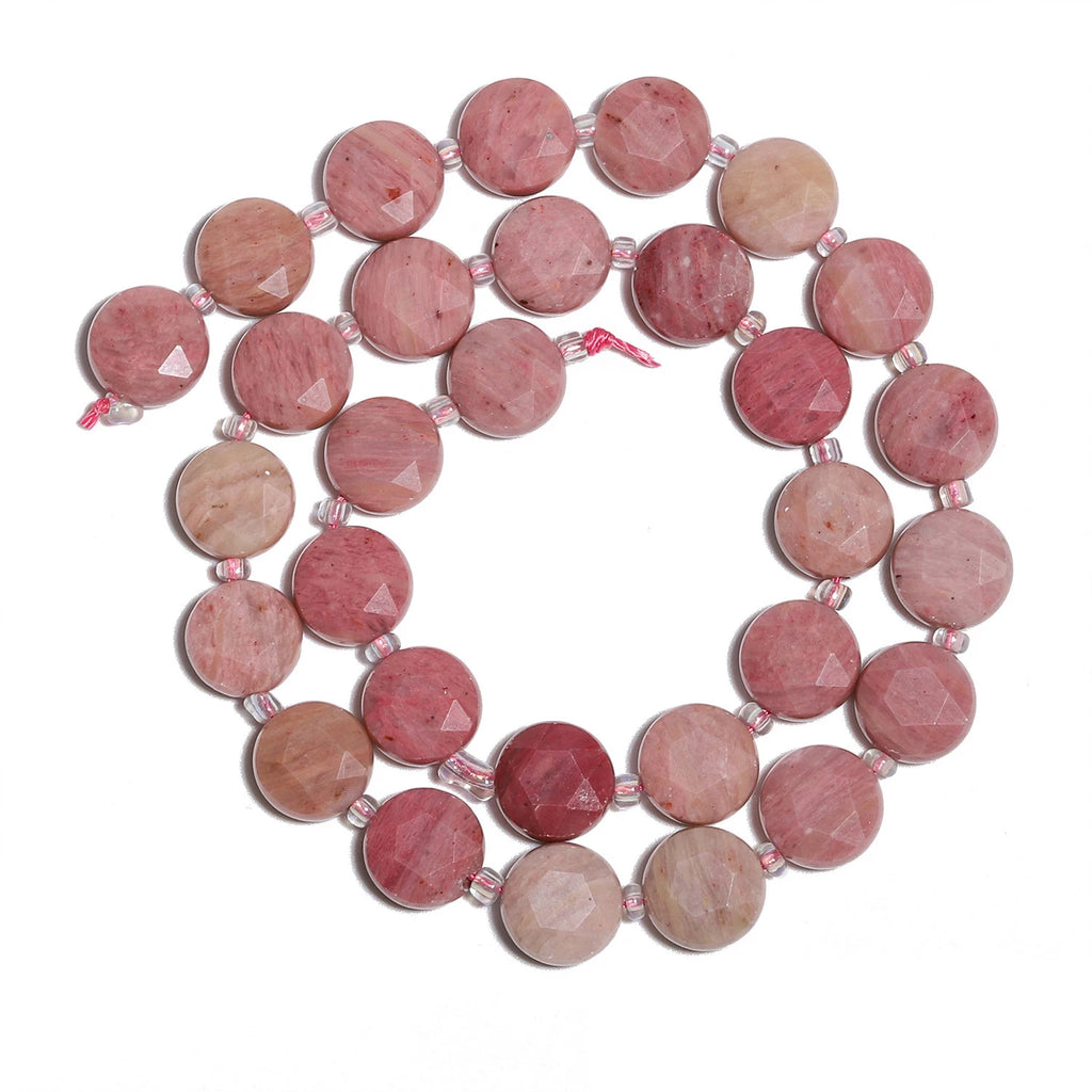 Stone Beads Nature Flat Round Amazonite Quartz-Style Agate Fluorite Craft Beads
