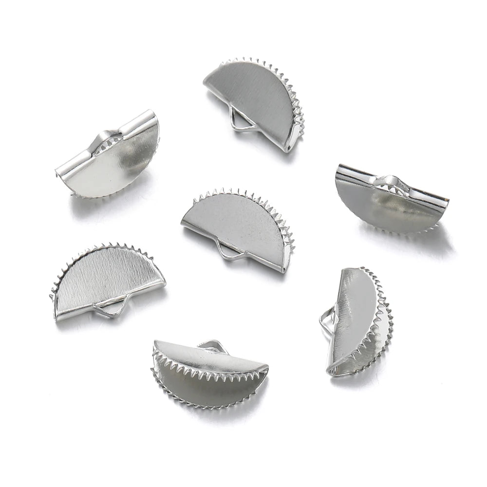 Cord End Crimps Alloy Ribbon Leather Clip Caps DIY Jewelry Making Craft Supplies