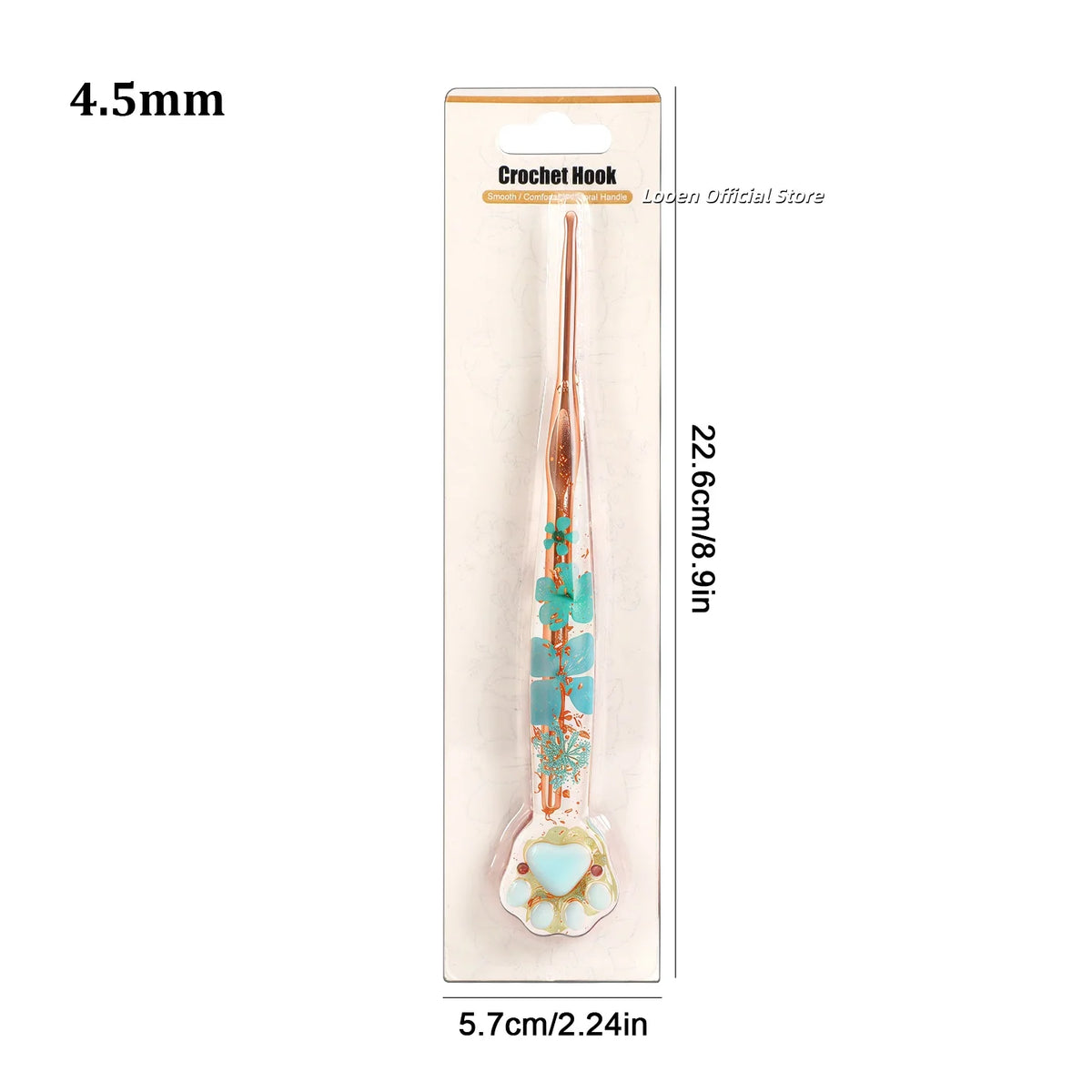 Crochet Hooks, Rose Gold Cat Paw & Floral Handles for Handmade Yarn Crafts