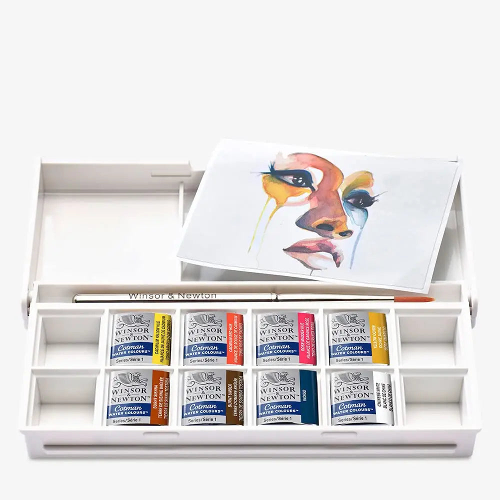 Watercolor Paint Set, Winsor & Newton Cotman, 8 Half Pans, 5 Color Themes