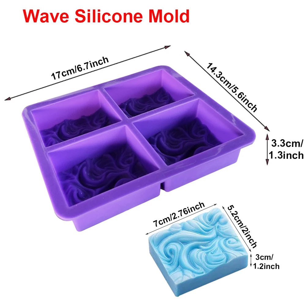 Wave Soap Mold - Silicone 4-Cavity, 2 Styles