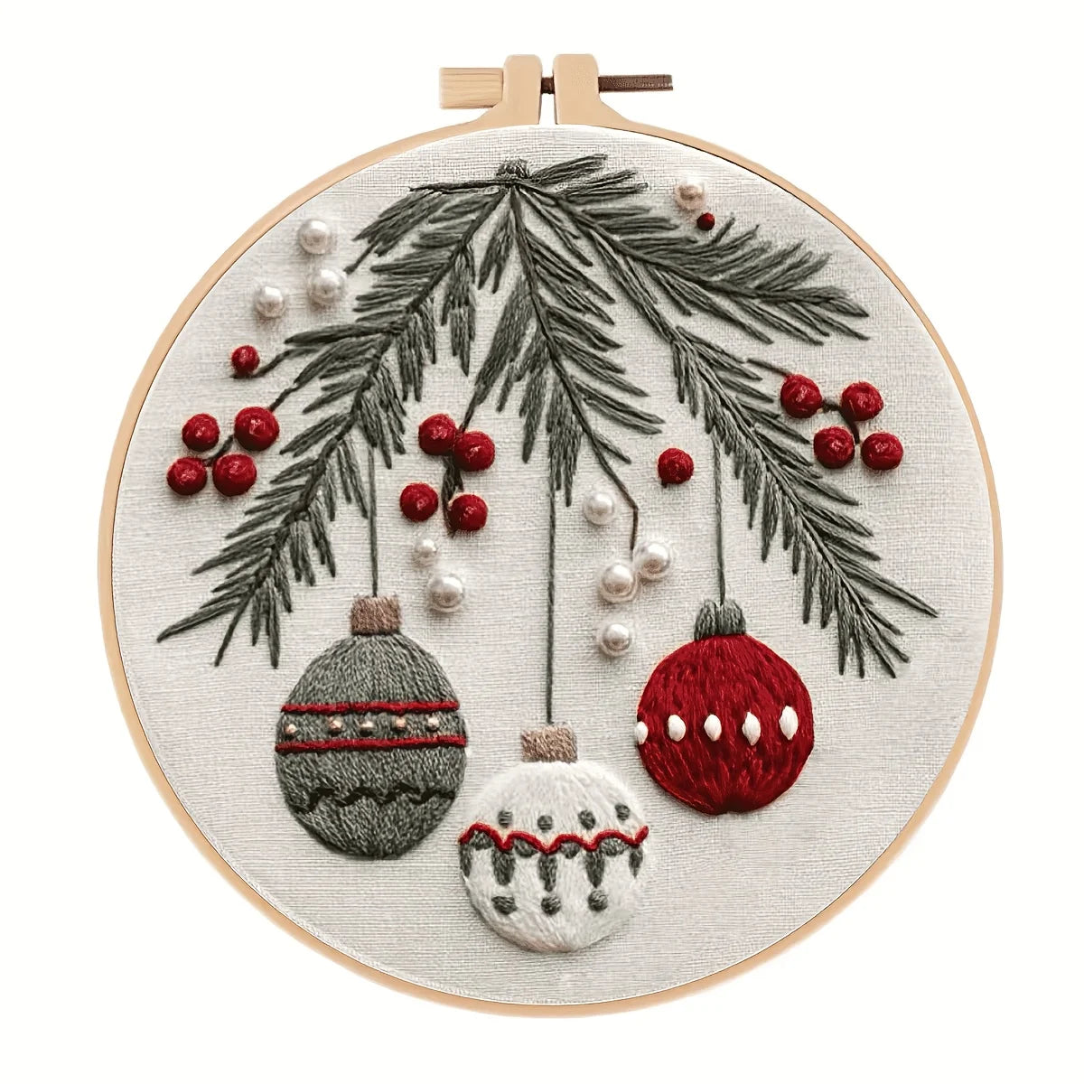 Embroidery Kit Christmas DIY Hoop Art Gnomes Village Ornaments Gift