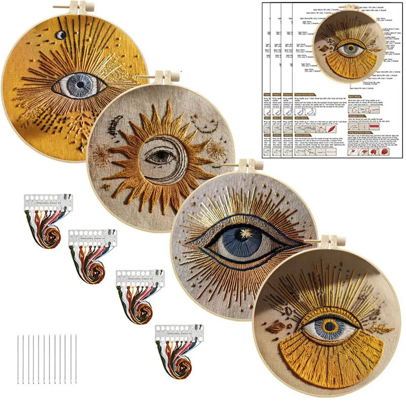 Embroidery Kit, Eye Design with Threads & Needles for Beginner Needlework