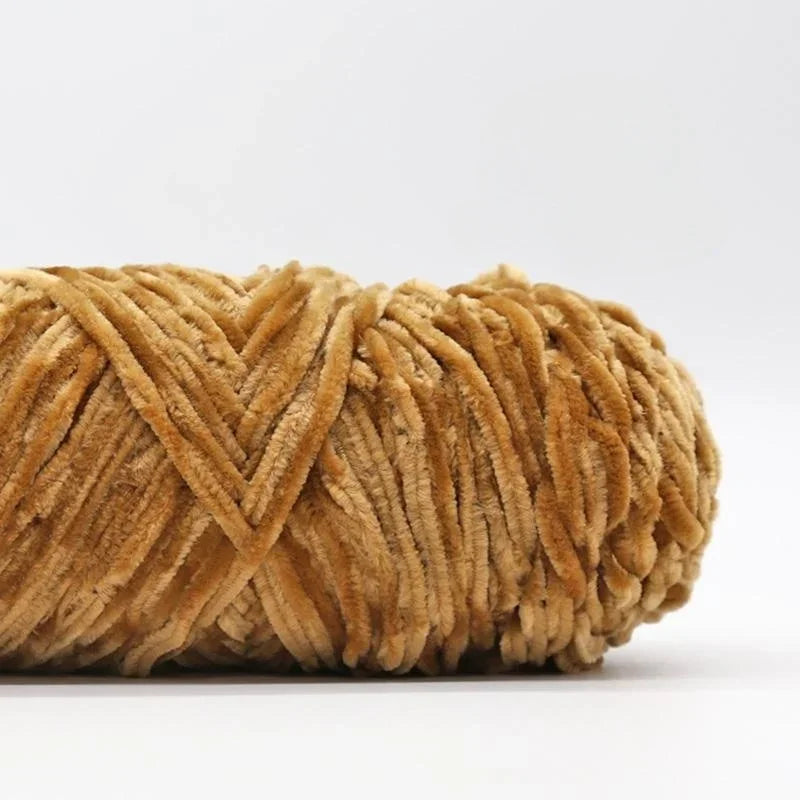 Yarn, Chenille Velvet-Style with Gold Luster for Scarves, Sweaters & Dolls