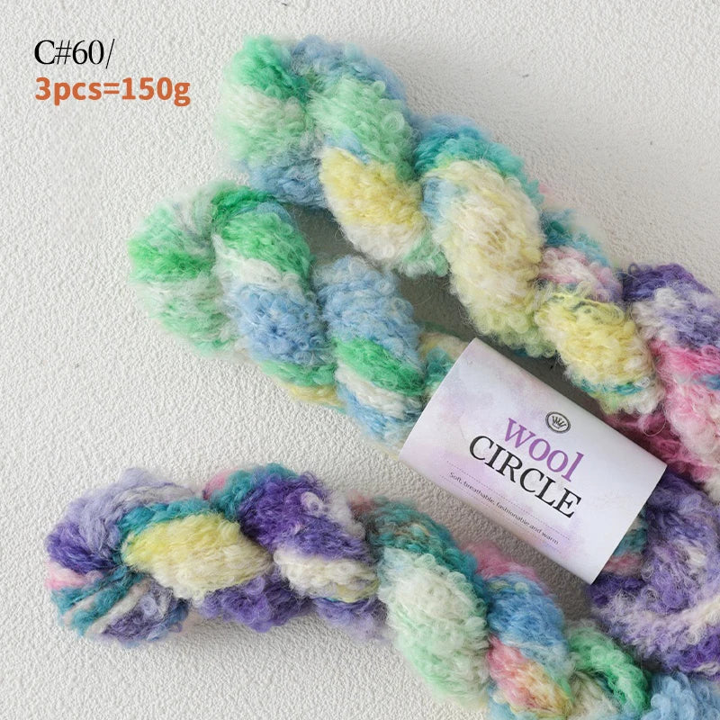Yarn, Looped Texture with Gradient Colors for Sweaters, Scarves & Hats