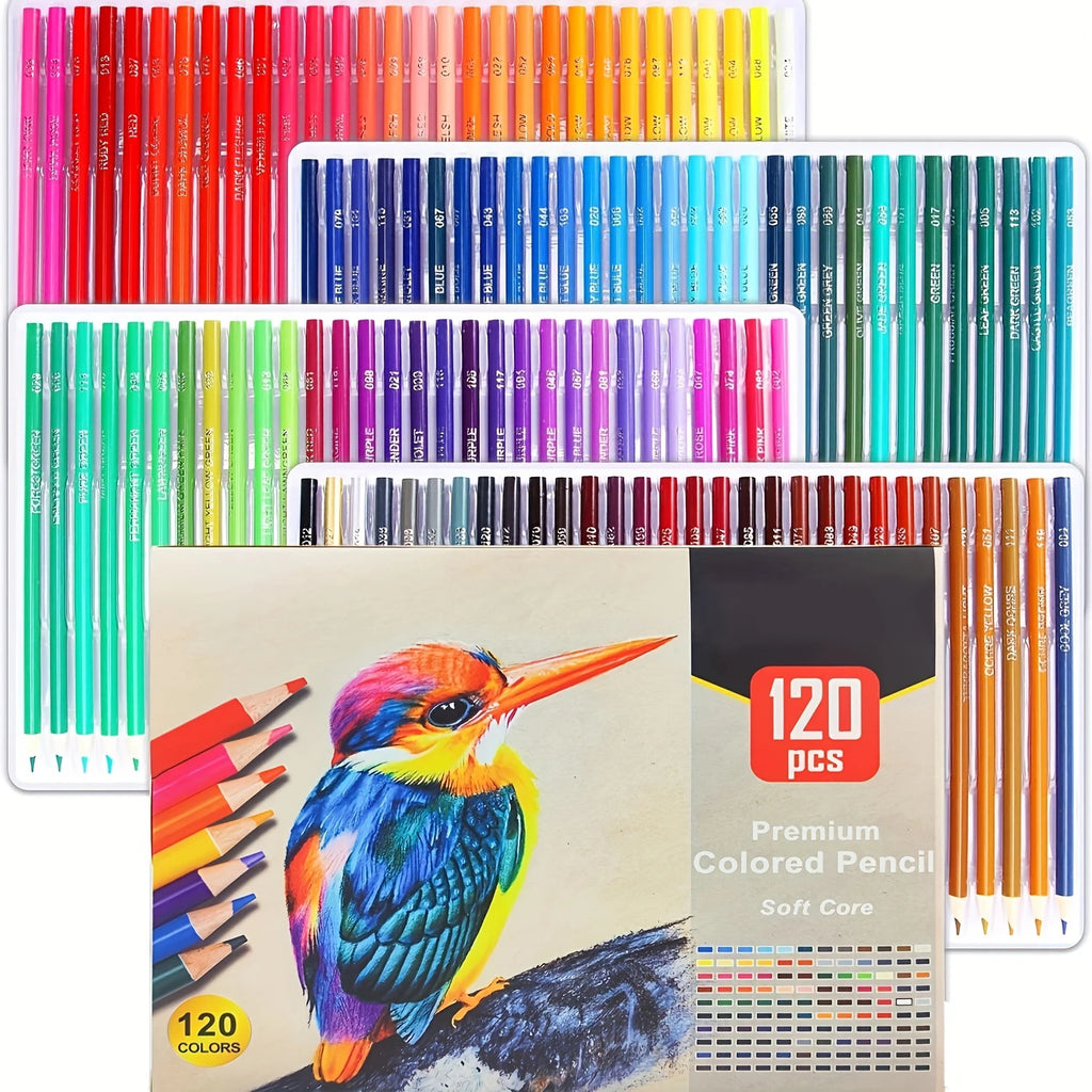Colored Pencil Set, Oil-Based 2B, 72–180 Colors, Non-Toxic, Multiple Sets