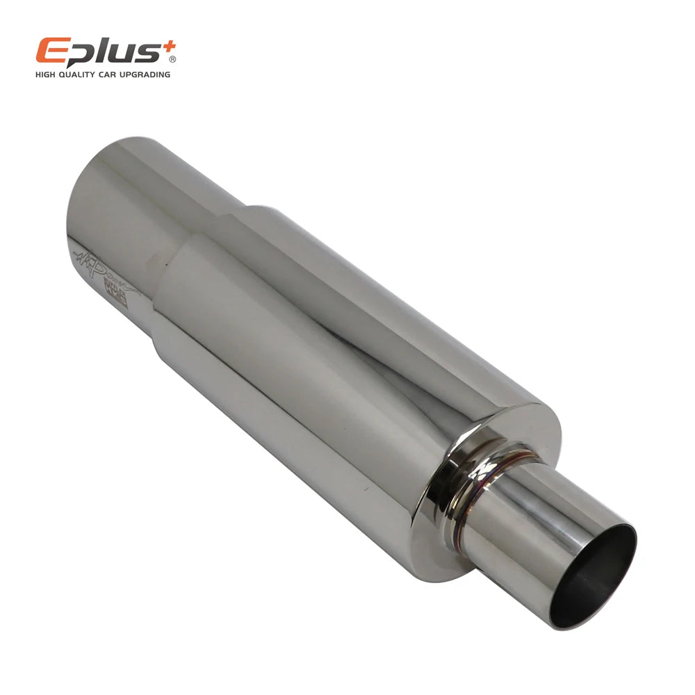 Stainless Steel Car Exhaust Drum Muffler Tail Pipe Universal 51-63mm