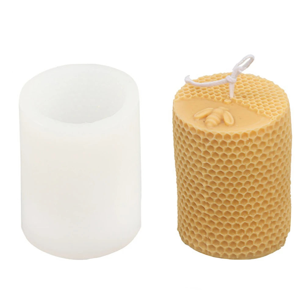 3D Bee Honeycomb Candle Molds Beehive Pillar Silicone Mold DIY Homemade Beeswax Scented Plaster Candle Soap Mold Home Decor