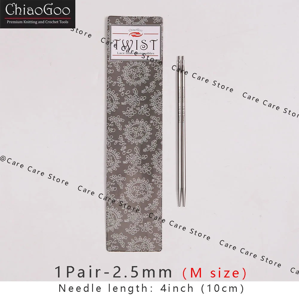 Knitting Needle Tips, ChiaoGoo TWIST Stainless Steel Interchangeable Pair