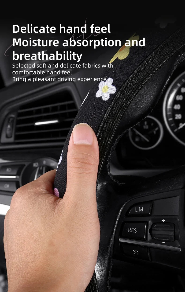 Car Steering Wheel Cover Flowers Steering Wheel Cover Anti-Slip Comfort