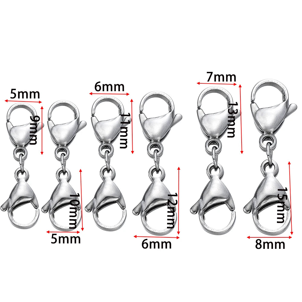Lobster Clasps Stainless Steel Double Hook Connectors DIY Jewelry Making