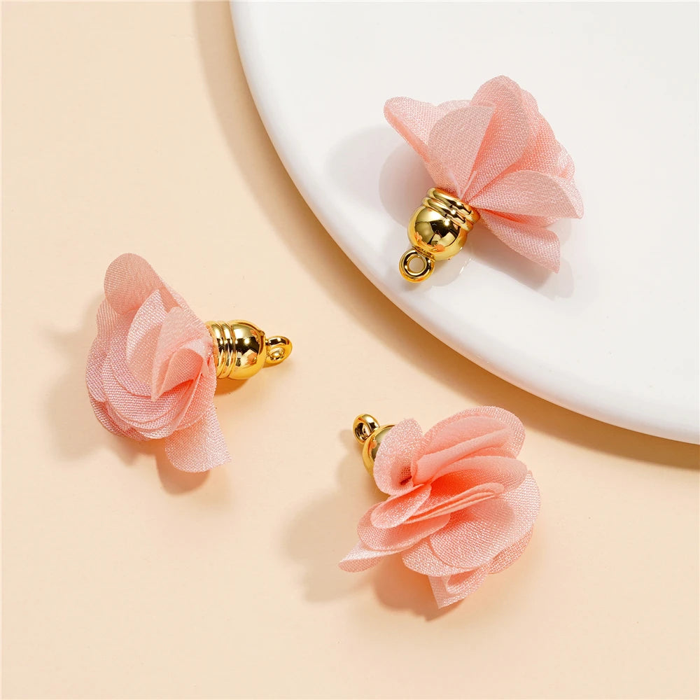 Earring Components Fabric Flower Tassel Pendants Bracelet DIY Jewelry Making