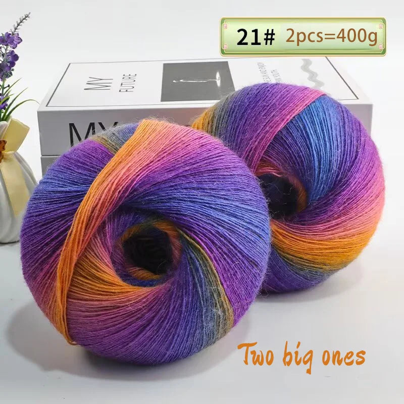 Yarn, Rainbow Gradient for Crochet Shawls, Sweaters, Hats & Flower Crafts