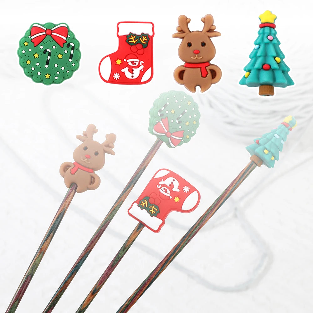 Knitting Needle Stoppers, Cartoon Tip Caps for Needlecraft Accessories