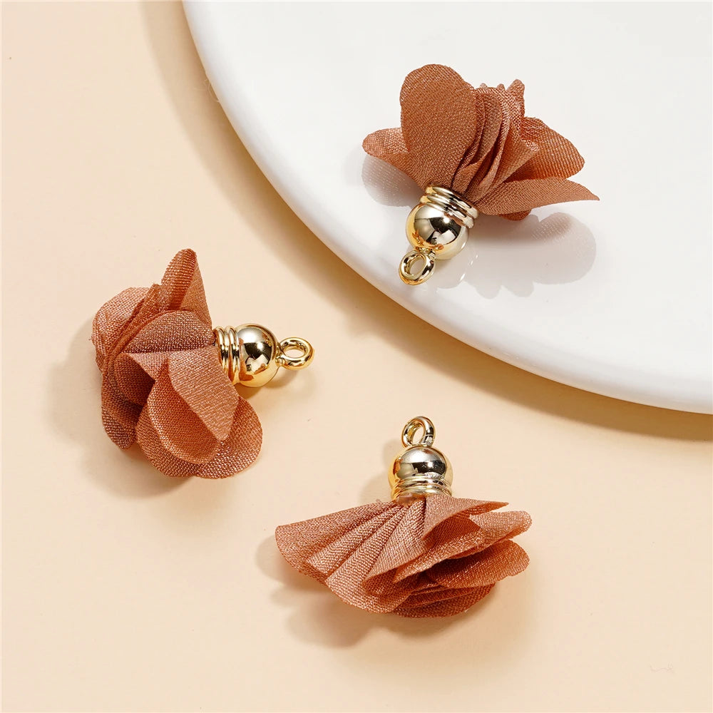 Earring Components Fabric Flower Tassel Pendants Bracelet DIY Jewelry Making