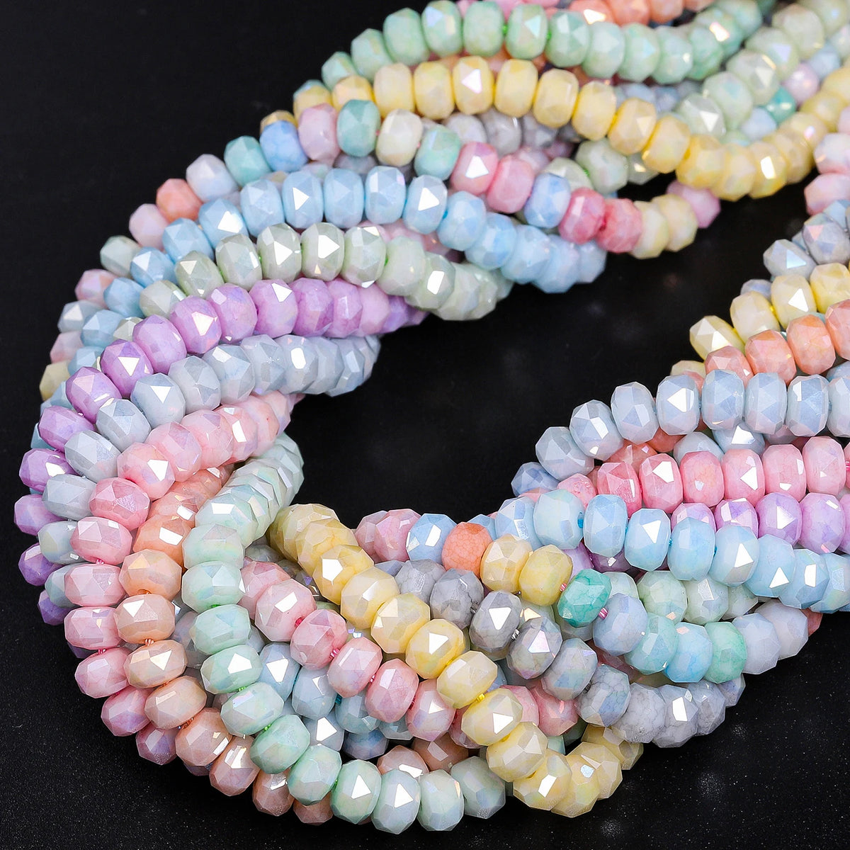 Glass Beads Faceted AB Wheel Flat Cylinder Shapes for DIY Jewelry Making