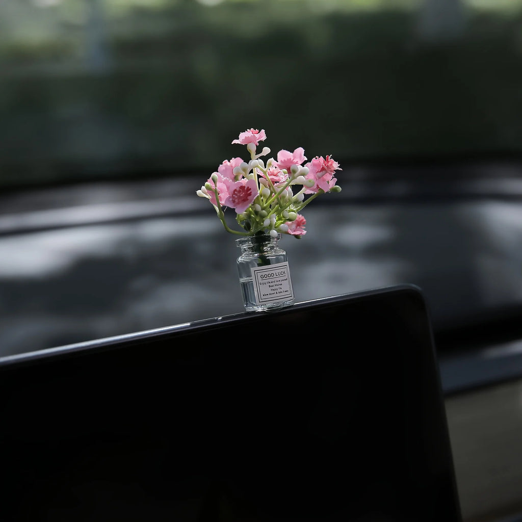 Delicate Miniature Potted Flowers Assorted Car Dashboard Ornament Decoration