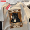 T-Shirt Unisex Coffee Because Murder Is Wrong Black Cat Humor Graphic Tee