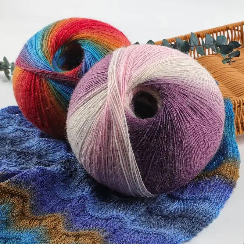 Yarn, Rainbow Gradient for Crochet Shawls, Sweaters, Hats & Flower Crafts