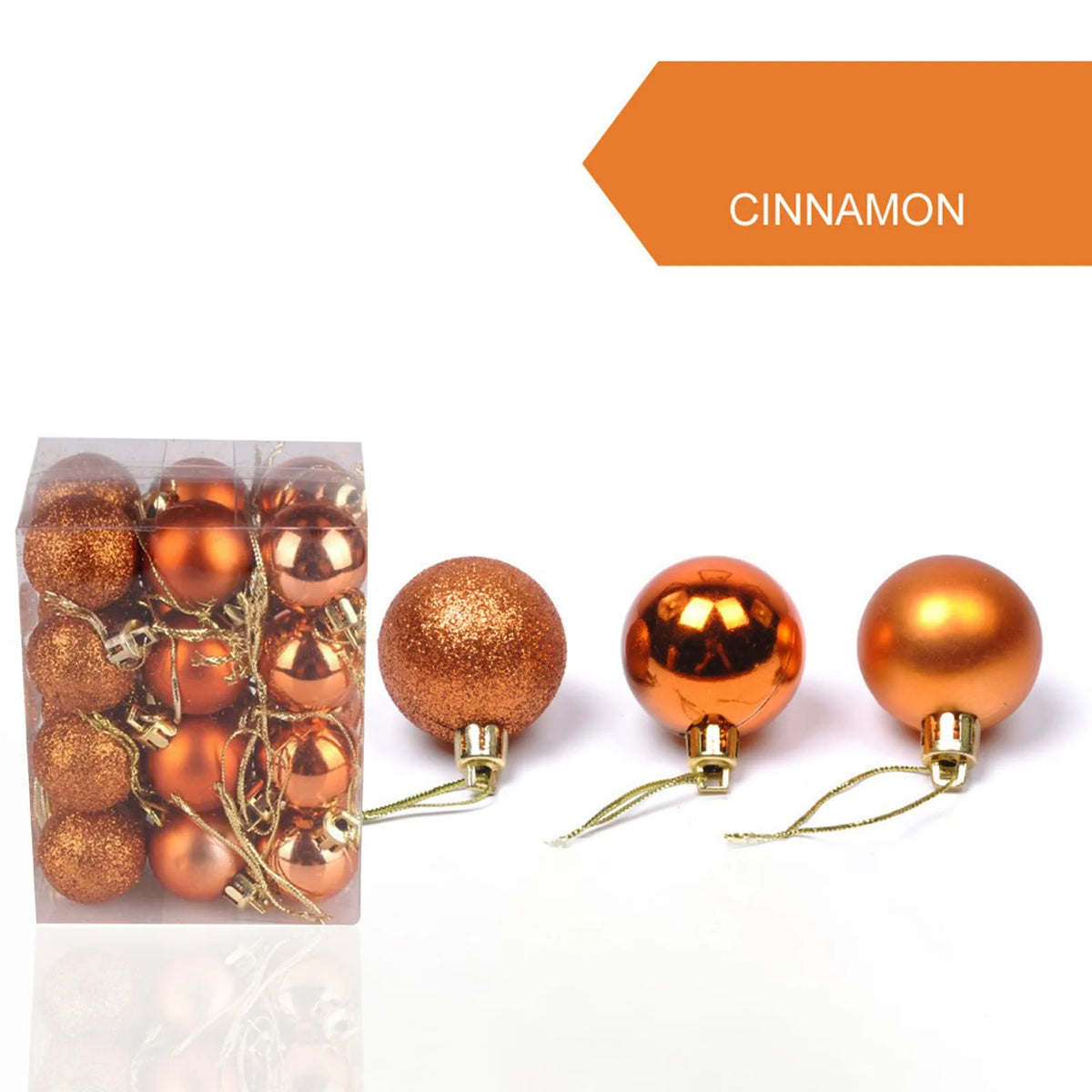 Christmas Ornaments 24pc Glitter Bauble Set Tube 12 Colors 1.18 in
