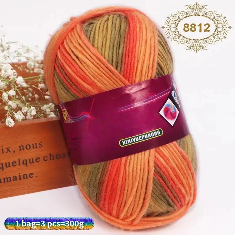 Yarn, Gradient Wool-Style Strands for Knitting Shawls, Hats & Craft Projects