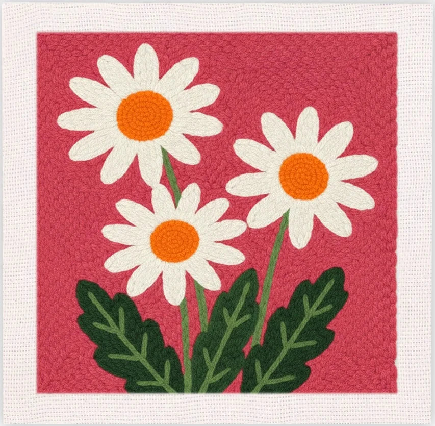 Punch Needle Kit, SDOYUNO Flower Designs with Frame for Handmade Yarn Art