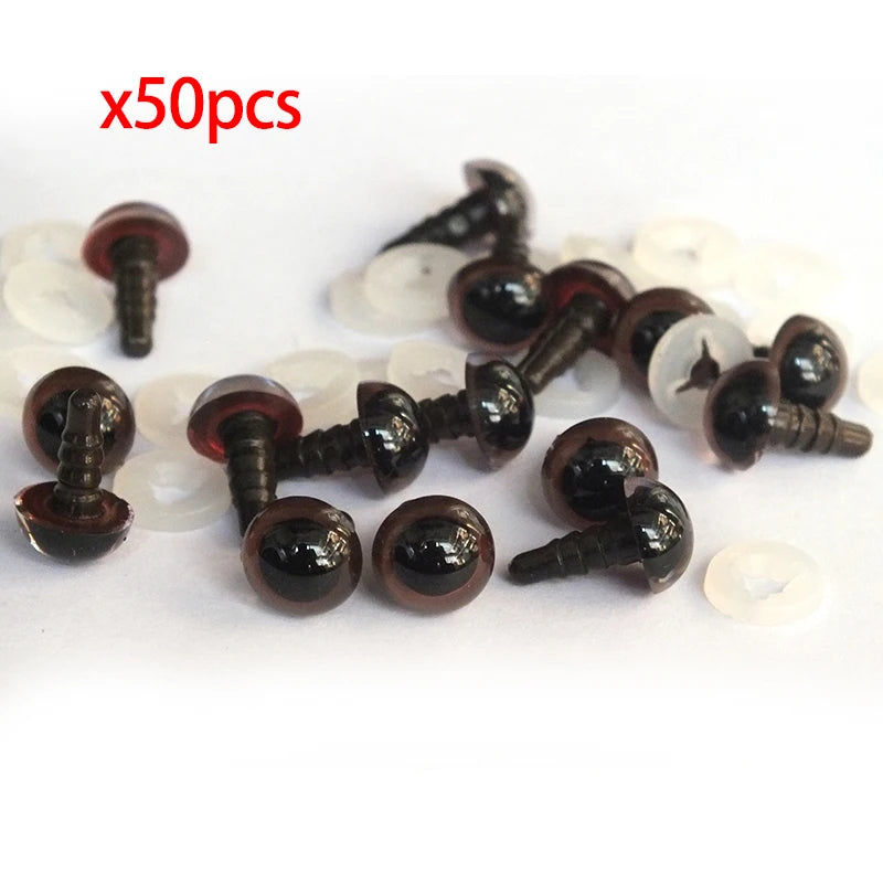 Doll Eyes Safety Eyes Brown Plastic with Washers 8-20mm Amigurumi 20-50pcs