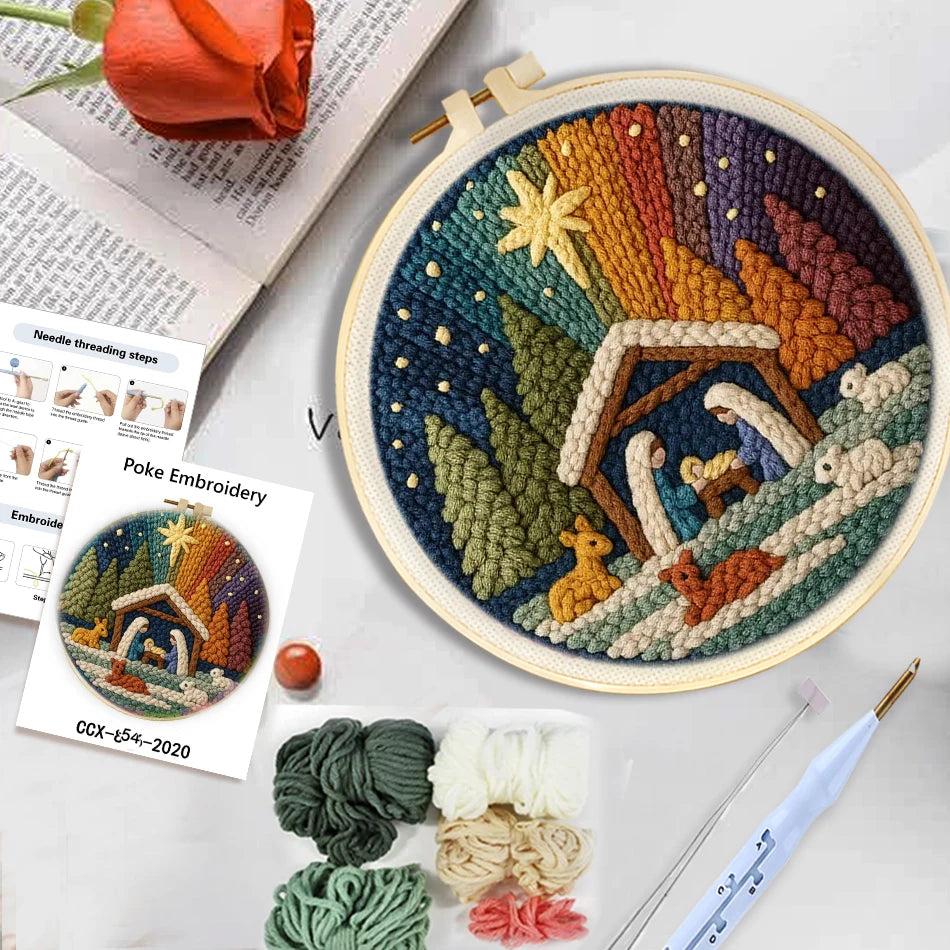 Punch Needle Kit, Scenery Pattern for Beginner Yarn Art & Home Decor