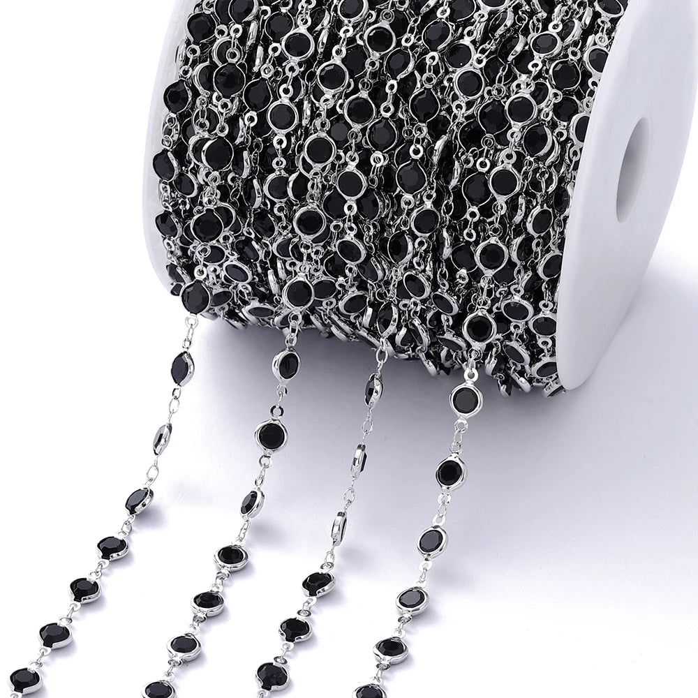 Metal Beads Colorful Crystal Beaded Chain Glass Necklace Chain Bracelet Supplies