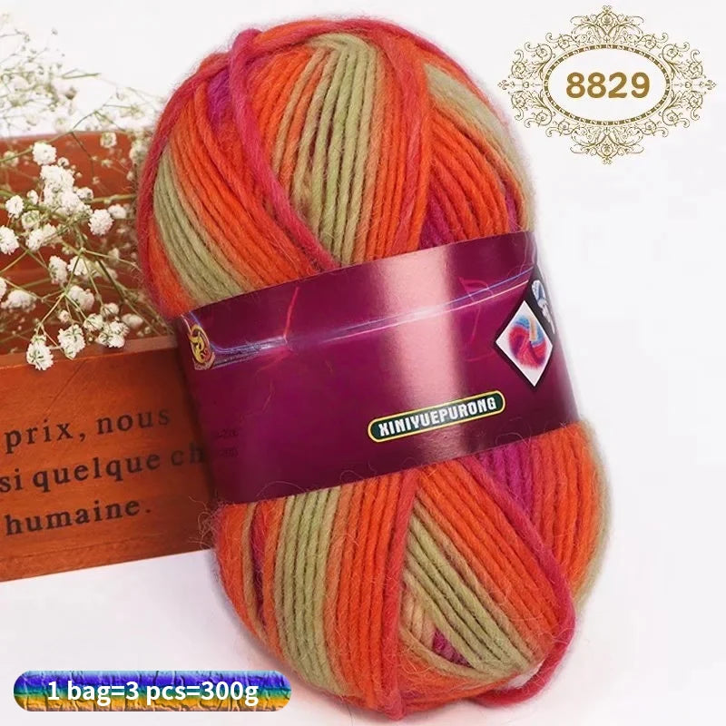 Yarn, Gradient Wool-Style Strands for Knitting Shawls, Hats & Craft Projects