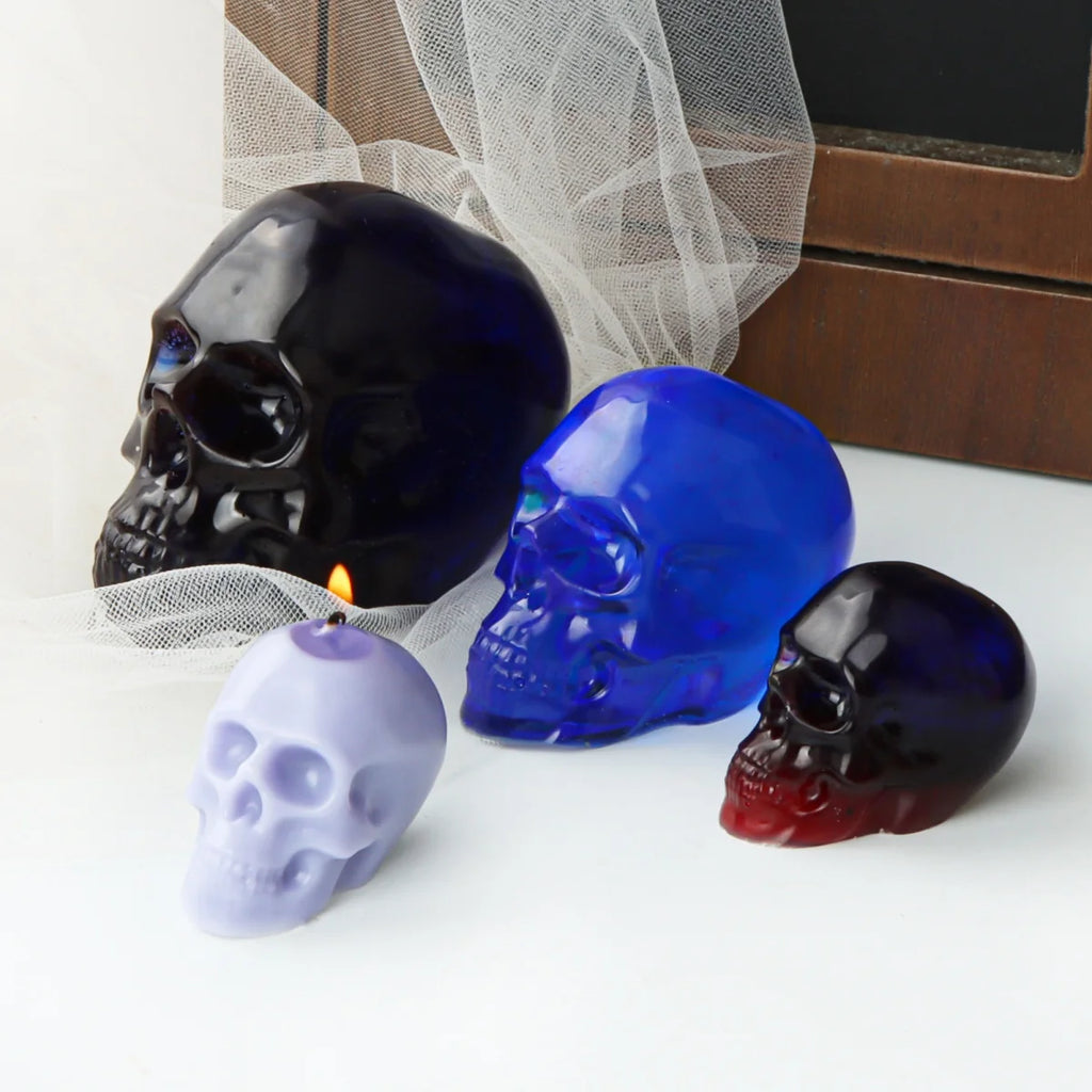 3D Skull Silicone Mold DIY Large Skull Desktop Ornament Epoxy Resin Candle Mold Skull Sculpture Halloween Home Decoration Mold