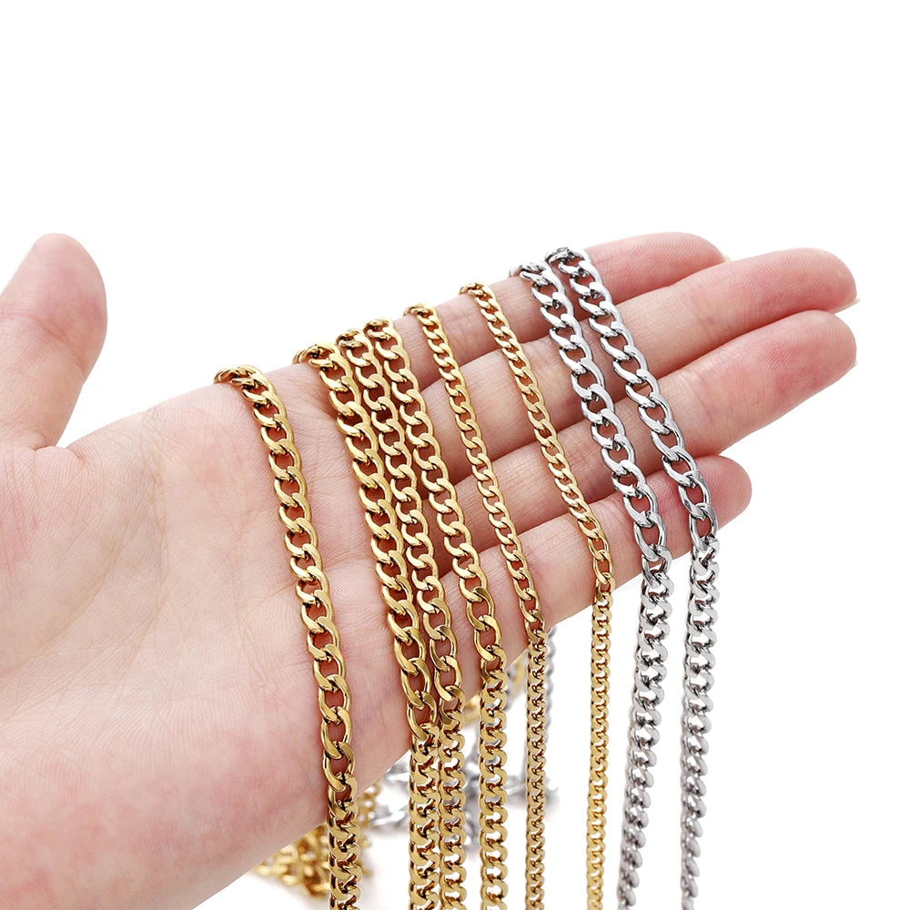 Jewelry Chains . Stainless Steel Curb Cuban Bulk Necklace DIY Jewelry Making
