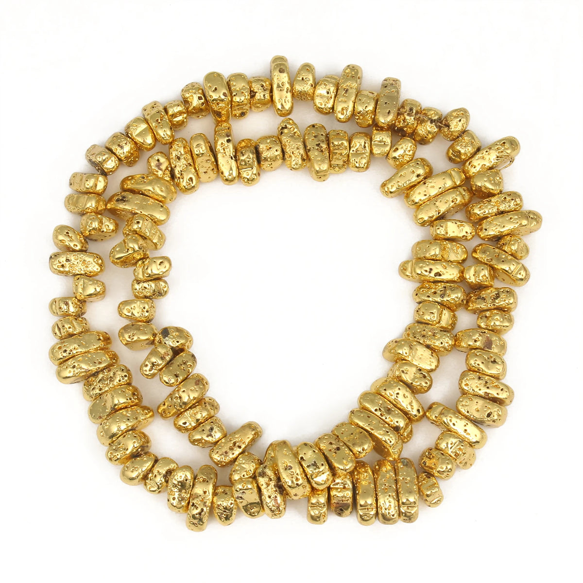 Stone Beads Black Gold Silver Color Volcanic Lava Rondelle Spacer Craft Beads