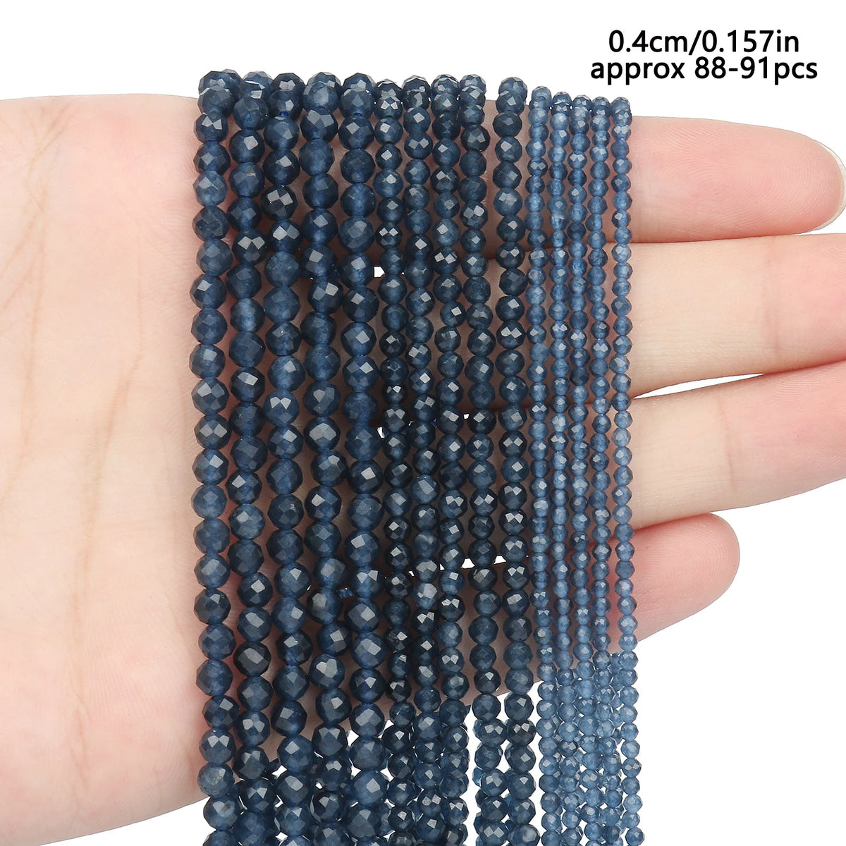 Stone Beads Round Deep Blue Sapphire-Style for DIY Jewelry Making Craft Beads