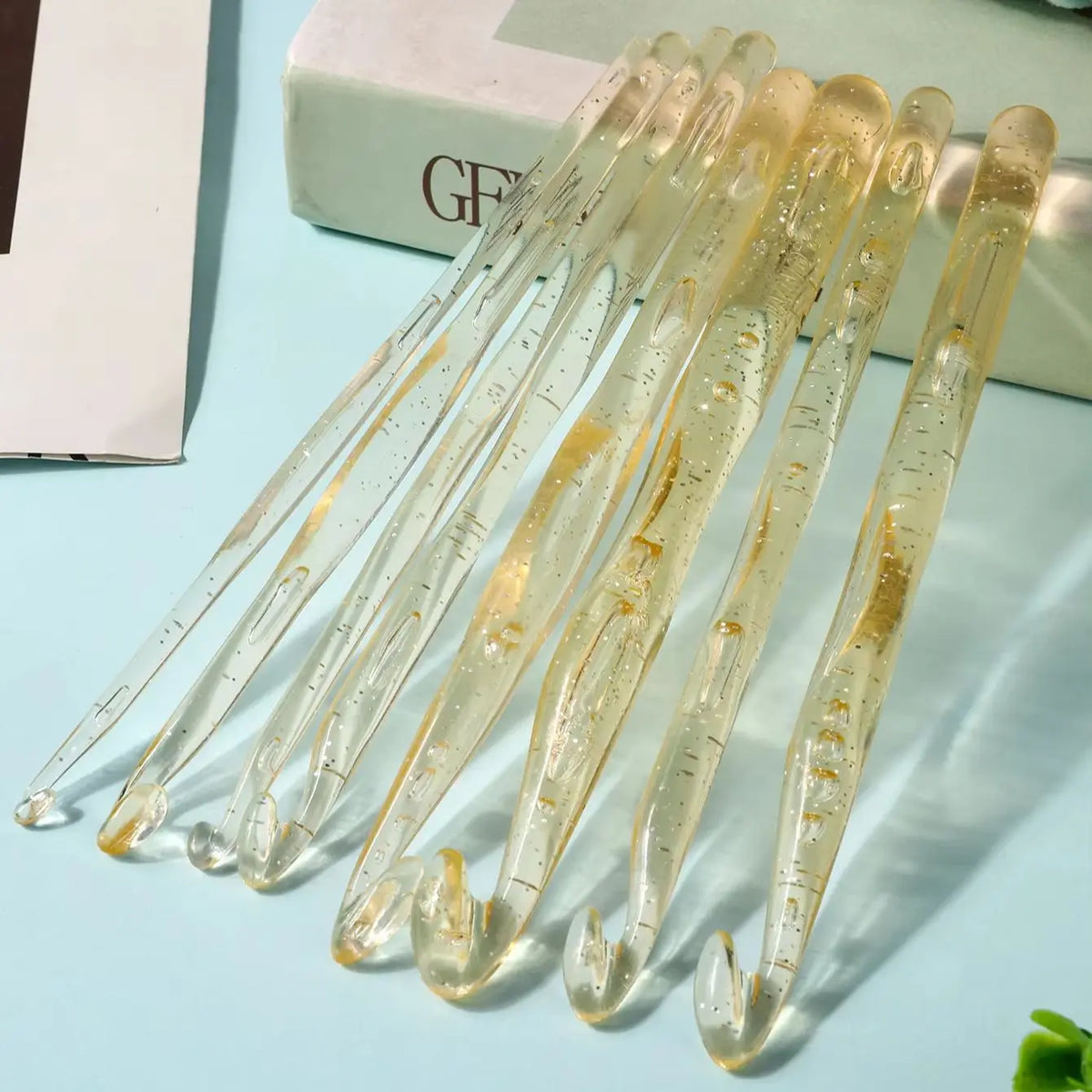 Crochet Hooks, Transparent Crystal-Style Set for Handmade Yarn Crafts
