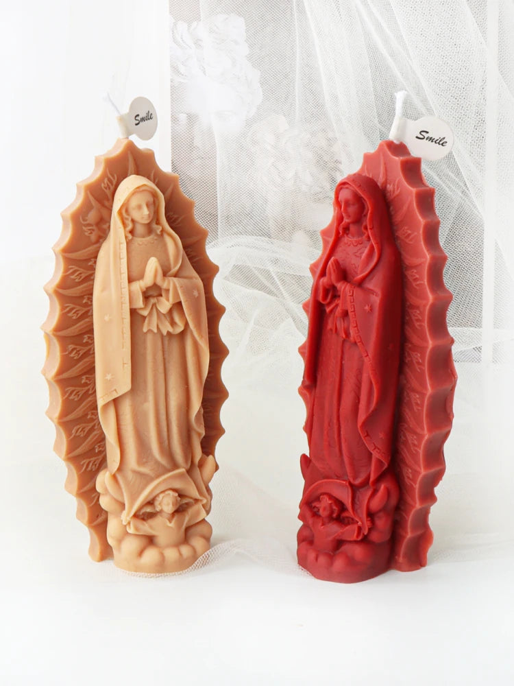 Angel Virgin Mary Silicone Candle Mould Veil Lady Casting Resin Making Molds Aromatherapy Plaster Clay Home Decorate Mold