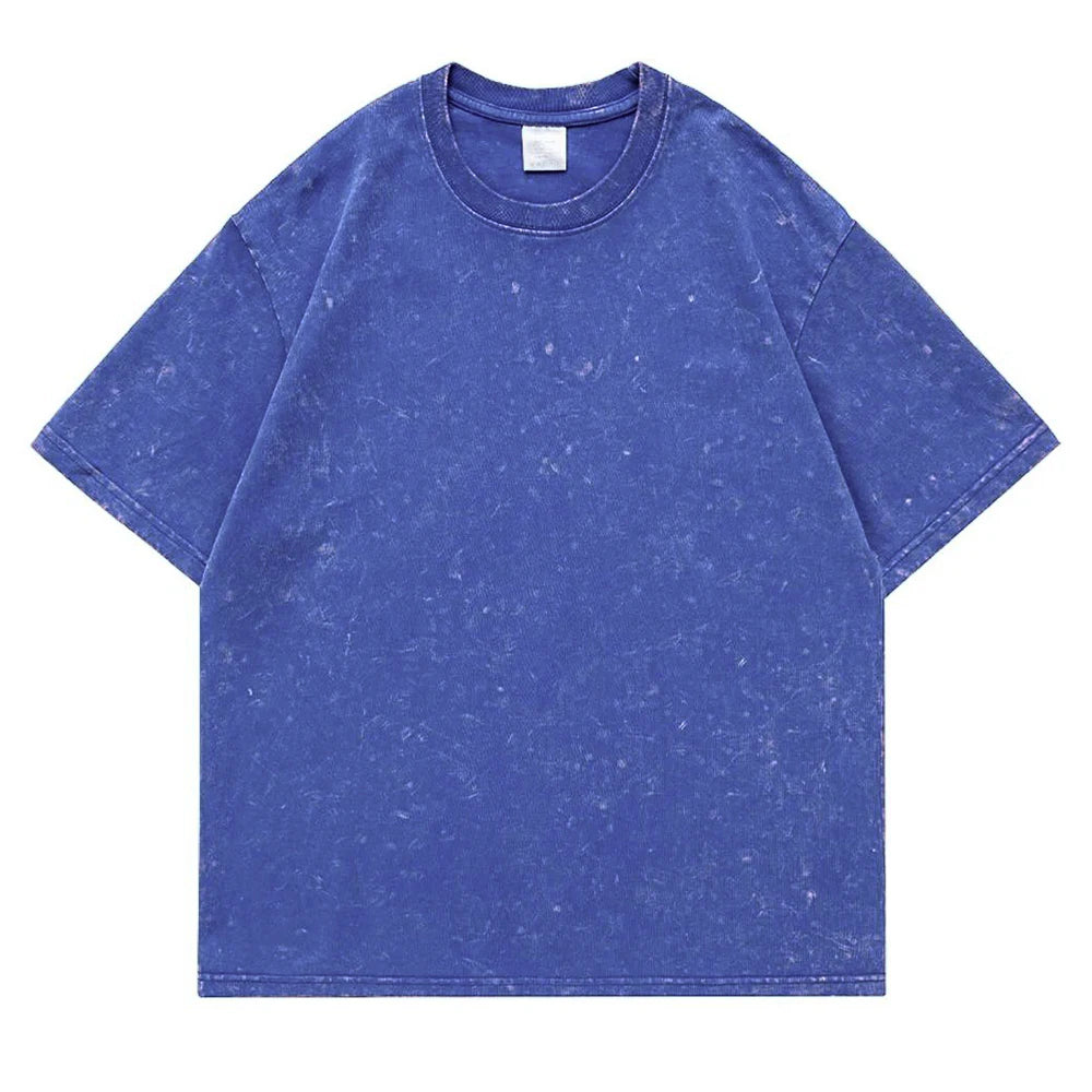 T-Shirt Unisex 230g Washed Retro Punk Drop Shoulder Vintage Loose Tee