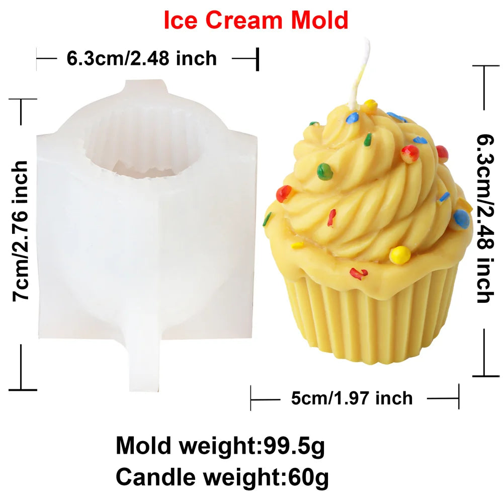 Cupcake Candle Mold - Silicone 3D, 2 Styles
