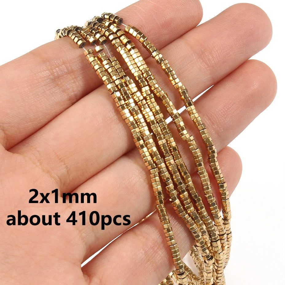Stone Beads Gold-Tone Hematite-Style Spacer Shapes for DIY Jewelry Making