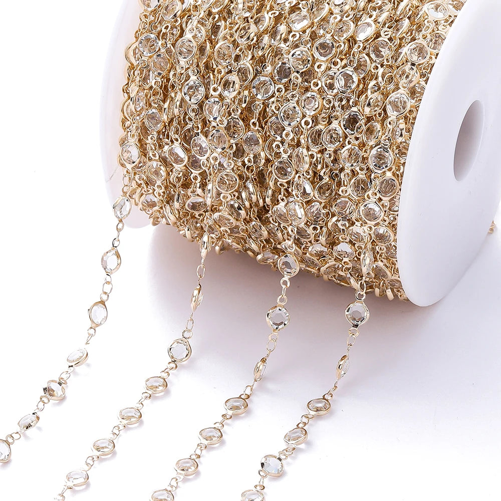 Metal Beads Colorful Crystal Beaded Chain Glass Necklace Chain Bracelet Supplies